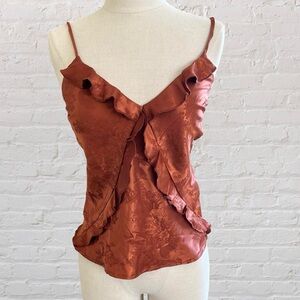 Lulu's Copper Ruffled Camisole with Adjustable Spaghetti Straps